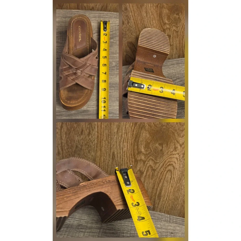 VTG Candies Y2K 90s Platform Chunky Heel Wooden Sandals Shoes Women's Size 10